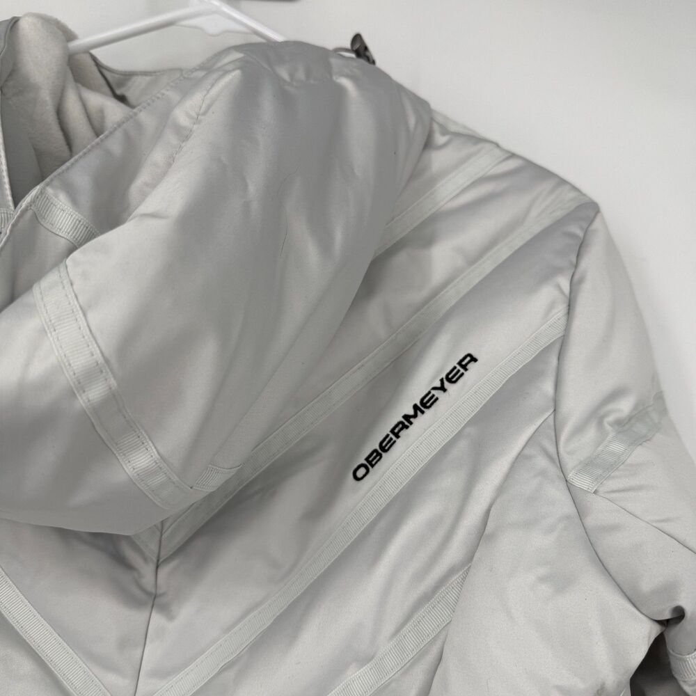 Obermeyer Jacket Coat Puffer Bombshell Hood Ski Apres Down White/Gray Women Sz 6 - Picture 12 of 16